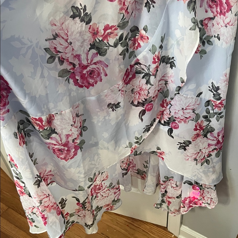 Torrid Floral High Low Dress - Pink and Gray - Picture 2 of 4